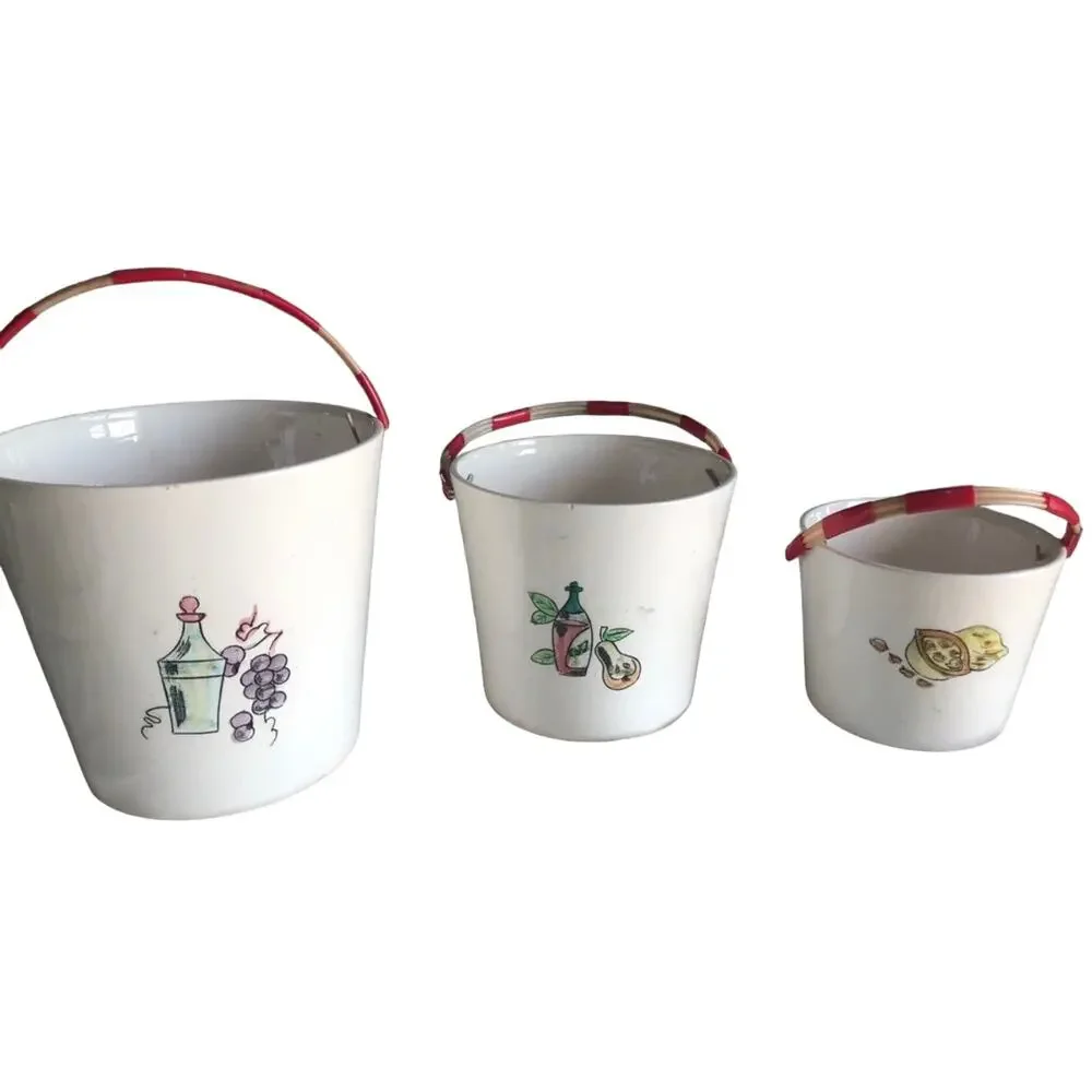 Ucagco Ceramic 3 piece Bar-set Vintage Snack Party Buckets